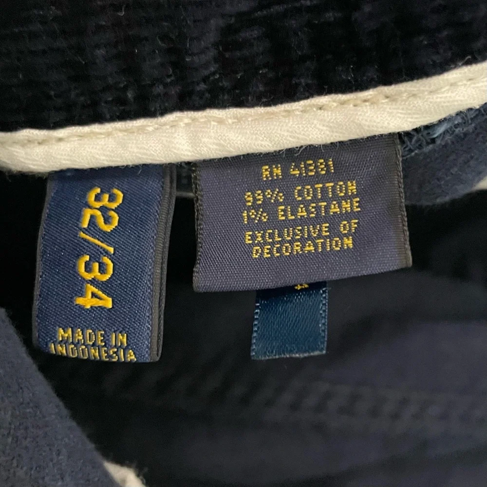 Polo by Ralph Lauren Navy Corduroy Slim Fit Straight Pants Size 32 X 34